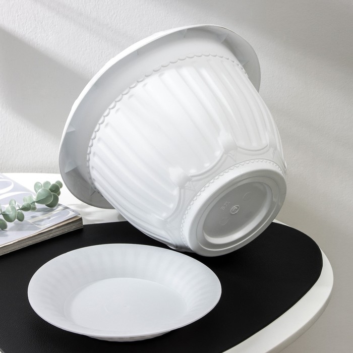 Горшок с поддоном «Байкал», 6 л, белый Горшок с поддоном «Байкал», 6 л, белый