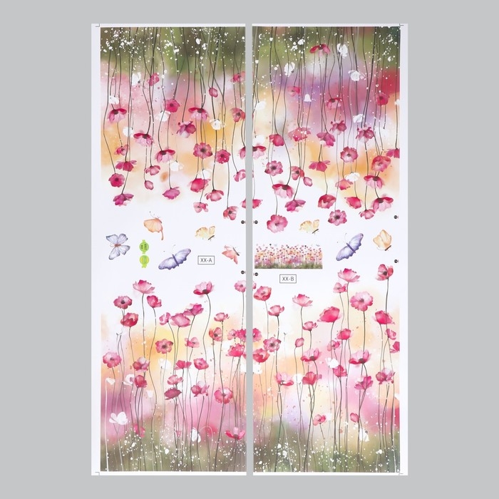Наклейка пластик интерьерная цветная Наклейка пластик интерьерная цветная "Маковое поле" набор 2 листа 30х85 см