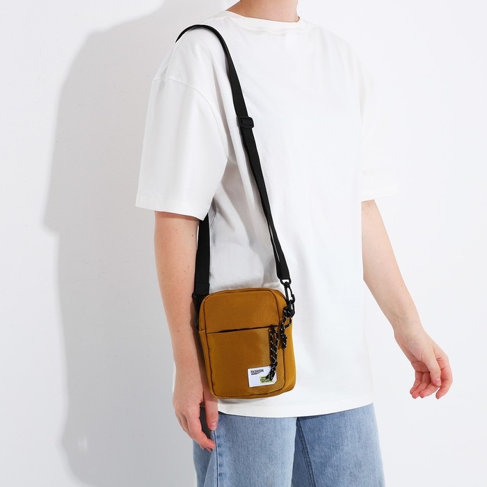 Сумка молодёжная на молнии, наружный карман, цвет горчичный Сумка молодёжная на молнии, наружный карман, цвет горчичный