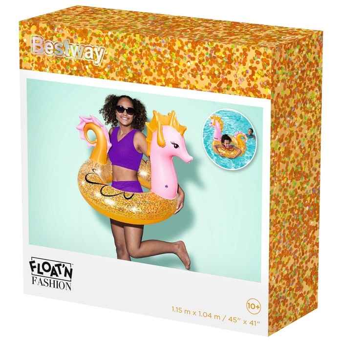Круг для плавания Glitter Seahorse Swim Ring, 115 х 104 см, 36305