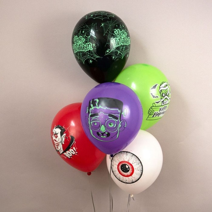 Шар латексный 12 Шар латексный 12" «Праздник Хеллоуин!», шелкография, 2-сторонний, 5 дизайнов, набор 25 шт.