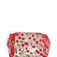 Косметичка женская Cherry, для бассейна, на молнии, прозрачная, красная