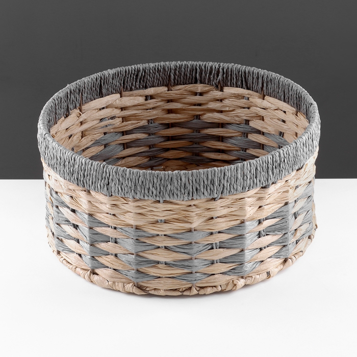 Корзина стеллажная Корзина стеллажная "Колос", Д375 Ш375 В180, бежевый, серый