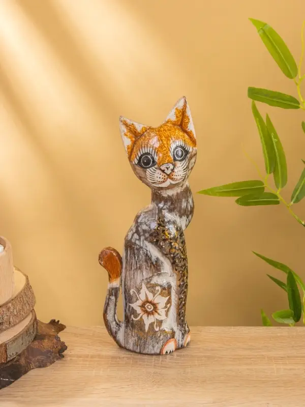 Сувенир «Кошка в ошейнике», 10×4×30 см, дерево, МИКС