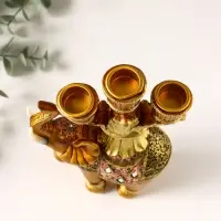 Фигурка полистоун подсвечник &laquo;Африканский слон в золотой, ажурной попоне&raquo;, 19&times;12.5&times;5 см