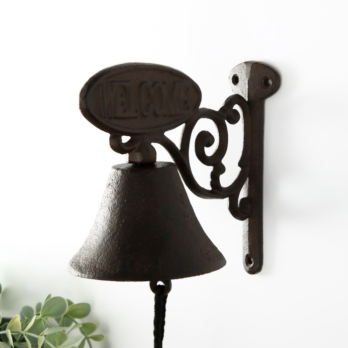 Колокол сувенирный чугун  Колокол сувенирный чугун "Добро пожаловать" 19х11х15 см