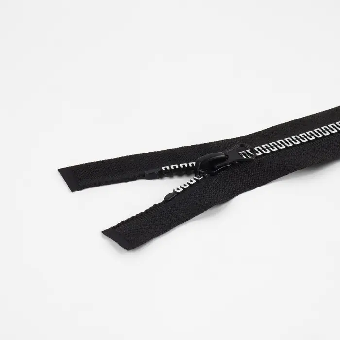 Молния «Трактор», №5, разъёмная, замок автомат, 60 см, чёрная, белая