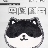 Коврик Доляна Kitty, 55&times;64 см, ворс 1 см, микрофибра, серо - белый