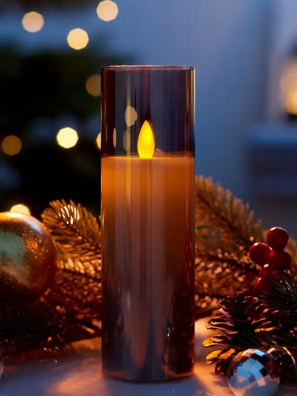 Светодиодная свеча "Серебристая" 16х5.5 см, AAx2 (не в компл.), Т/БЕЛЫЙ