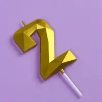 Свеча в торт на шпажке &laquo;Грань&raquo;, цифра 2, золотая, 9 см, ГИГАНТ