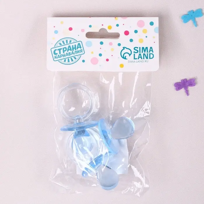 Топпер для торта &laquo;Пустышка&raquo;, 6 см, набор 3 шт., голубой