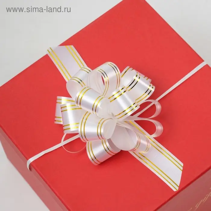 Бант - шар № 3 золотая полоса, белый Бант - шар № 3 золотая полоса, белый