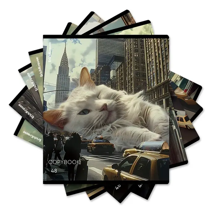 Тетрадь 48 листов в клетку ErichKrause Big City Cats, МИКС