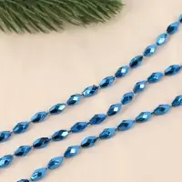 Бусы на ёлку 2 м d=3 мм &laquo;Овалы грани&raquo; синий