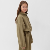 Толстовка флисовая для девочки MINAKU: Fleece Soft, цвет светло-зелёный, рост 146 см