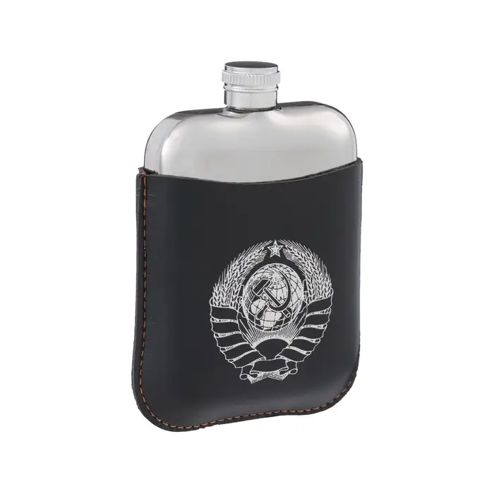 Фляжка &laquo;Герб СССР&raquo;, нержавеющая сталь, чехол, 180 мл, 6 oz
