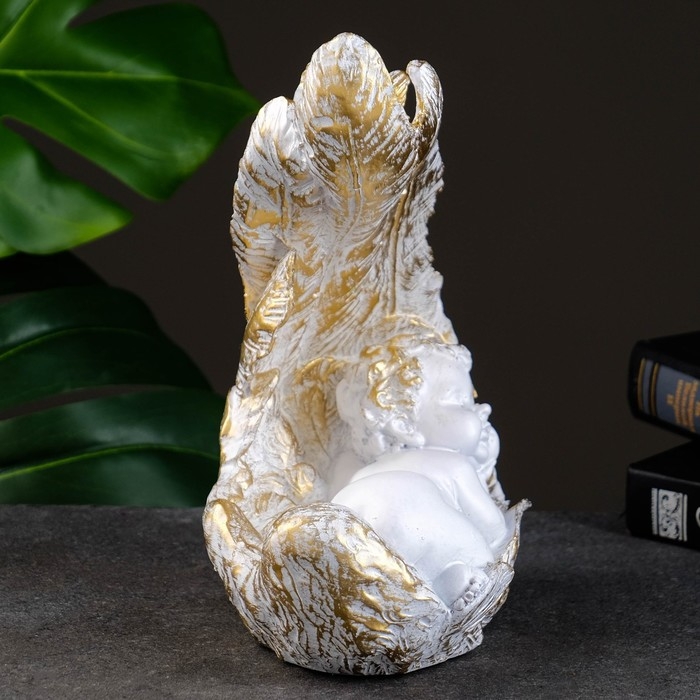 Подсвечник "Ангелочек спит на крыле" 23см