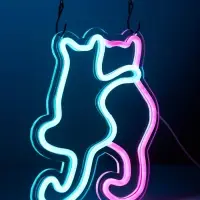Неоновая вывеска &laquo;Котики&raquo;, 21&times;26 см, от USB, свечение голубое, розовое
