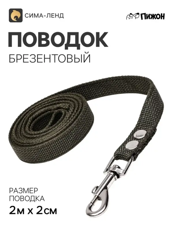 Брезентовый поводок, 2 м × 2 см, тёмно-зелёный Брезентовый поводок, 2 м × 2 см, тёмно-зелёный