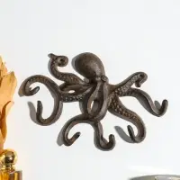 Крючки настенные &laquo;Осьминог&raquo;, ключница декоративная, чугун, 24.8&times;18.4&times;2.6 см