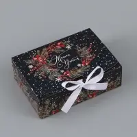 Коробка подарочная новогодняя складная &laquo;Новогодняя ботаника&raquo;, 16.5&times;12&times;5 см, Новый год