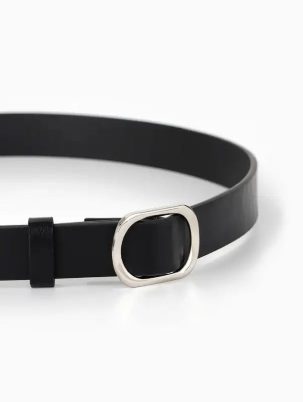 Ремень женский, затяжка, 2.5&times;110 см, без винта, серебристая пряжка, чёрный