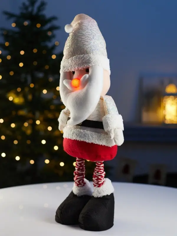 Светодиодная фигура &laquo;Дед Мороз&raquo; 55-84 см, текстиль, телескопические ножки, 1 LED, от батареек LR1130&times;3, свечение тёплое белое