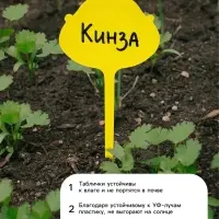 Таблички садовые для маркировки, фигурные, 15 см, набор 20 шт., пластик, жёлтые, Greengo