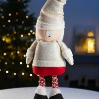 Фигура текстиль «Дед Мороз» 55-84 см, телеск-е ножки, 1LED, LR1130х3 (в компл.), Т/БЕЛЫЙ