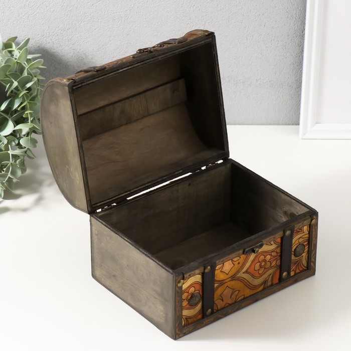 Шкатулка сундук дерево Шкатулка сундук дерево "Оранжевые узоры" 20х15х15,5 см