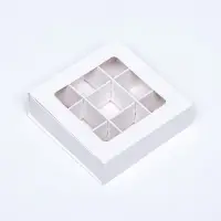 Коробка для 9 конфет, 8.7×8.7×2.5 см, тонкие разделители, белый