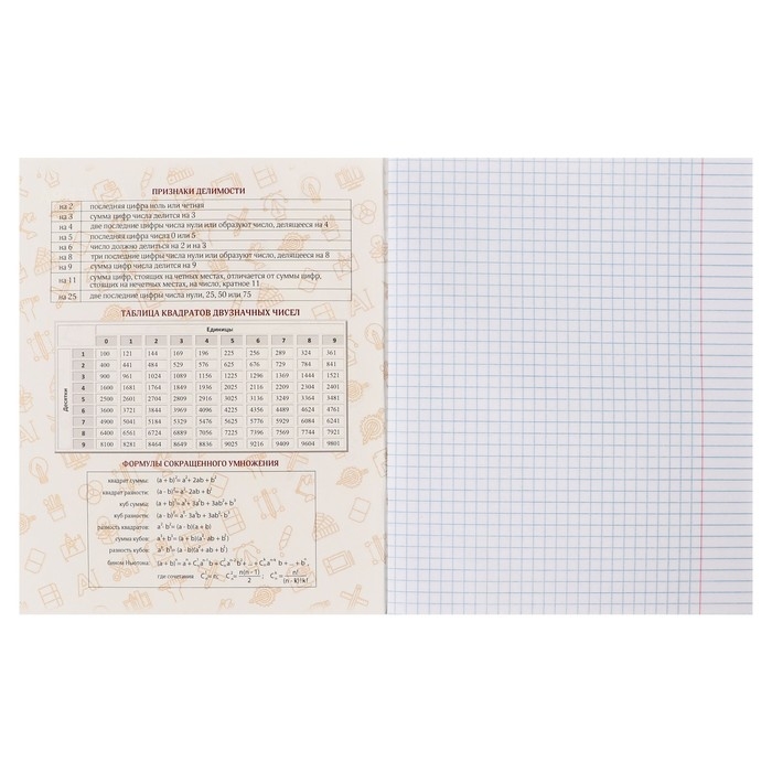 Тетрадь предметная Calligrata TOP "BlackTone", 48 листов в клетку Алгебра, со справочным материалом, обложка мелованный картон, Soft-touch + выборочный лак, блок офсет