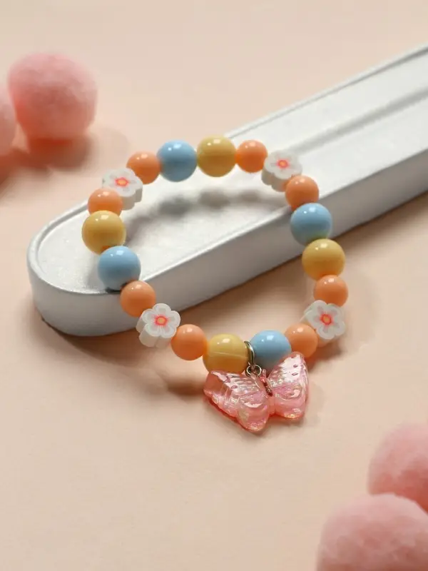 Браслет детский &laquo;Выбражулька. Бабочка с бусинами&raquo;, d=6 см, разноцветный