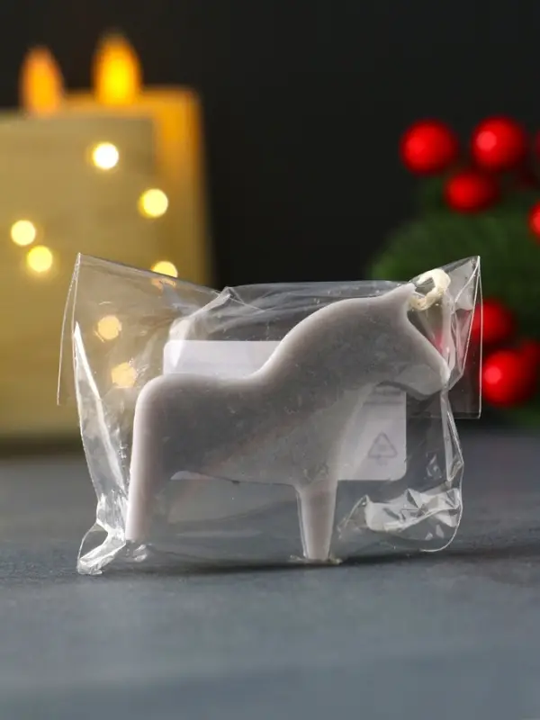 Свеча новогодняя "Лошадка мини" 55х50 мм, серый