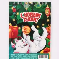 Блокнот А6, 40 листов, на гребне, &laquo;С новым годом! Кошечка&raquo;
