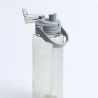Бутылка для воды &laquo;Корни&raquo;, 2 л, с трубочкой, пластиковая, серая