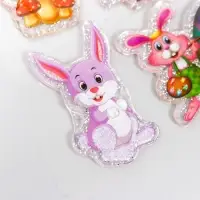 Наклейка силикон с блёстками на стекло "Кролики" 18,5х17 см
