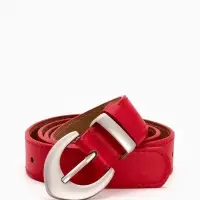 Ремень жен 05-01-02-01, Июнь2506, 3*0,3*110 см, без винта, пряж мат металл, 1 прокол, красн   109031