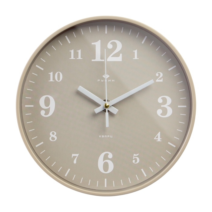 Часы настенные интерьерные "Классика", бесшумные, d-19,5см, корпус бежевый