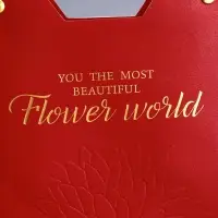 Сумка для цветов тиснение красная, &laquo;Самой прекрасной&raquo;, влагостойкая, 23&times;15&times;9 см