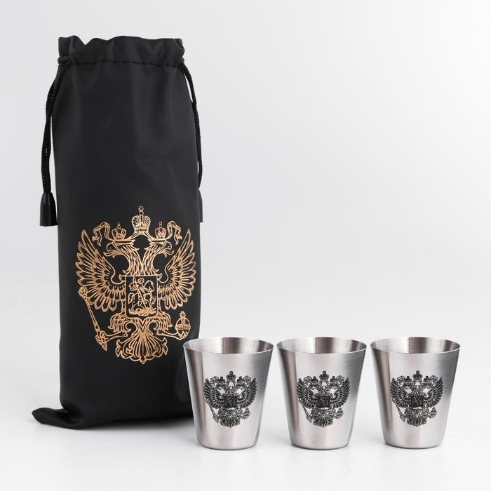 Стопки, 23 Февраля Стопки, 23 Февраля "Герб", набор 3 шт х 30 мл, 4 х 3.5 см