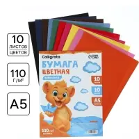 Бумага цветная бархатная А5, 10 листов, 10 цветов, плотность 110 г/м&sup2;