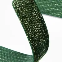 Лента бархатная, с золотым люрексом, 20 мм, 18&plusmn;1 м, зелёная №165