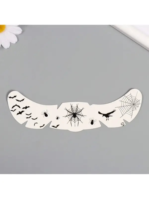 Переводная тату на тело чёрная «Веснушки. Летучие мыши, пауки и ворон», 16×5 см