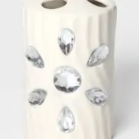 Аксессуары для ванной Доляна &laquo;Дерево&raquo;, 4 предмета, дозатор 300 мл, мыльница, 2 стакана, белые