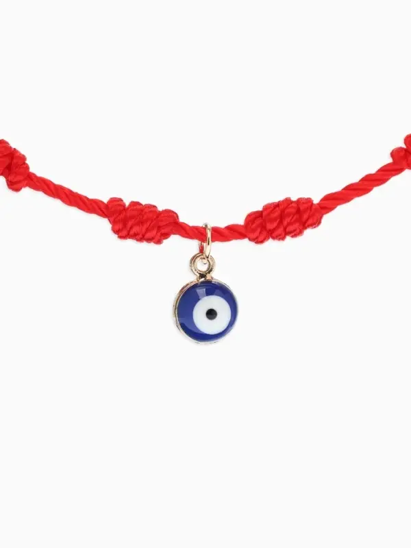 Браслет-оберег &laquo;Красная нить. Узел с глазиком&raquo;, d=6 см, красно-бело-синий