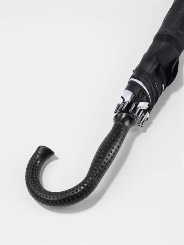 Зонт - трость полуавтоматический &laquo;Однотонный&raquo;, двухслойный, 16 спиц, R=52/60 см, d=104 см, черно-белый