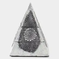 Шкатулка "Пирамидка" 15х15х20 см, МДФ, цв. серебро