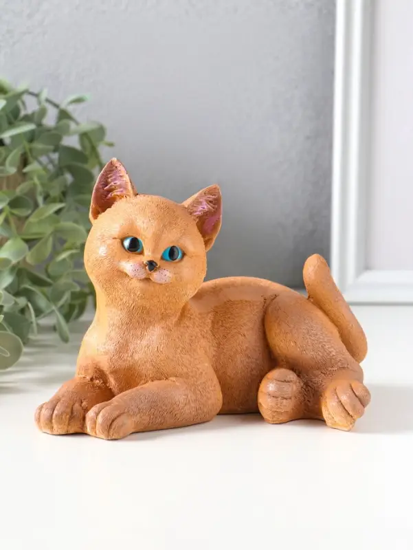 Фигурка гипс &laquo;Кошка лежит&raquo;, 13&times;17&times;12 см, рыжий