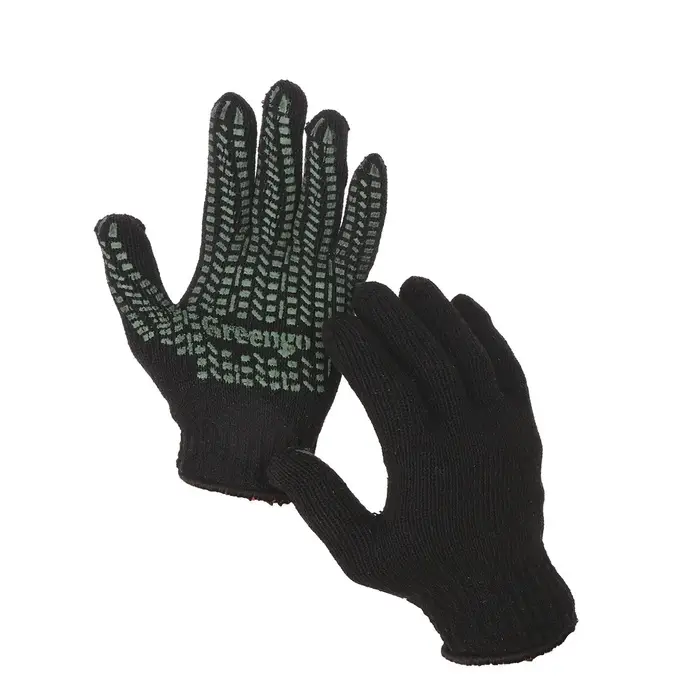Перчатки рабочие, хб, вязка 7 класс, 2 нити, размер 10, с ПВХ точками, чёрные, Greengo Перчатки рабочие, хб, вязка 7 класс, 2 нити, размер 10, с ПВХ точками, чёрные, Greengo